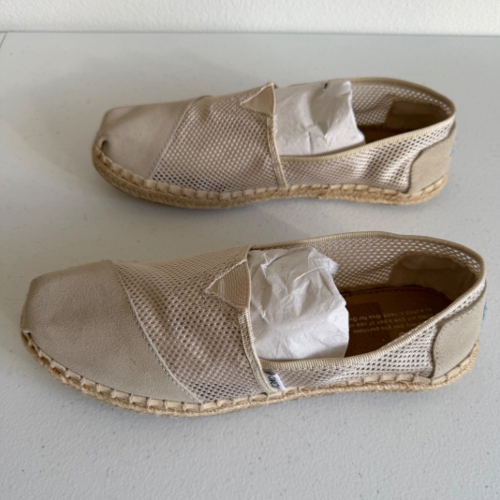TOMS Alpargata Espadrille Mesh and Suede Slip-On‎ Cream Shoe Size 9
